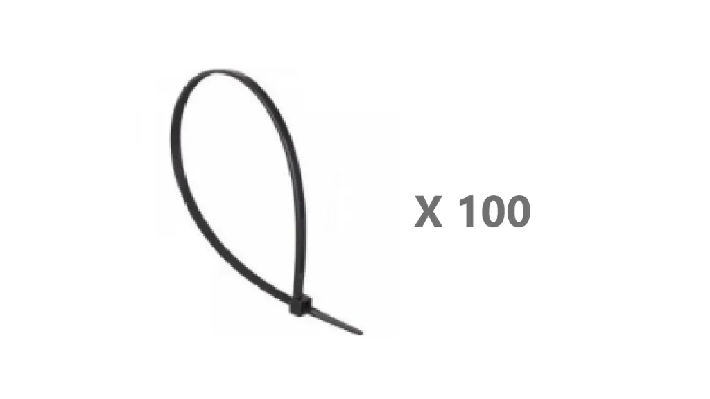 Collier de câblage - 204 x 3,6 mm noir résistant aux UV x 100 pcs