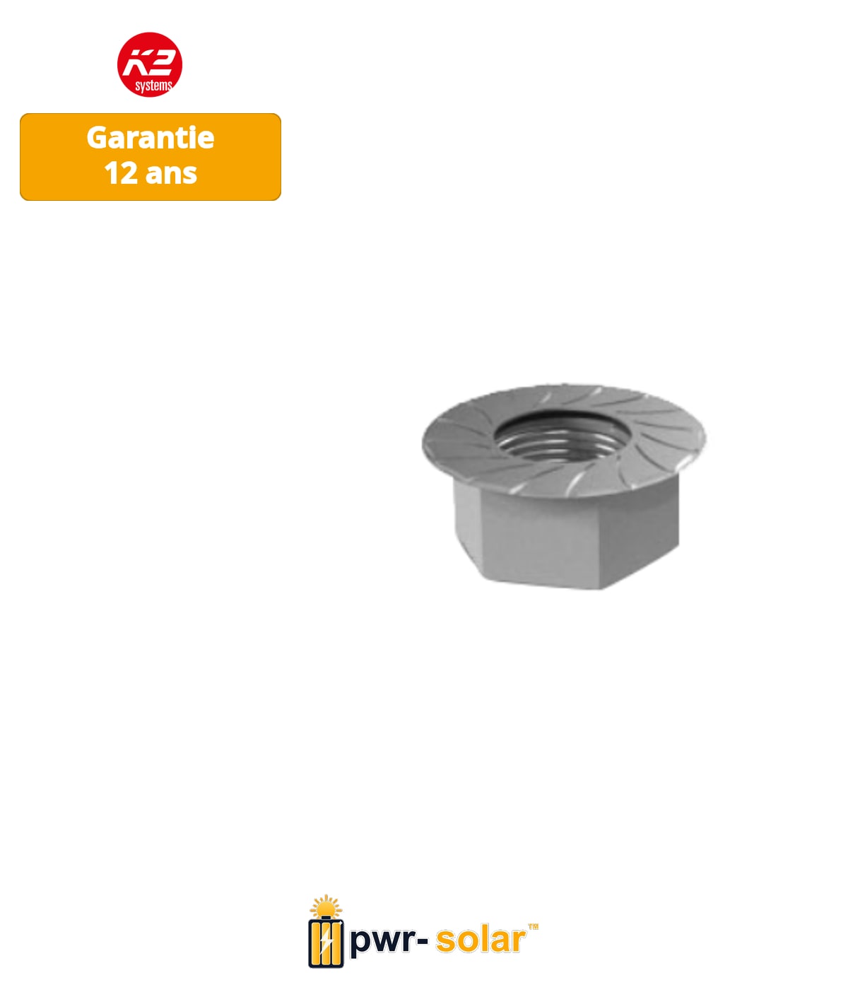 K2 Systems K2 Ecrou hexagonal à bride avec dentelure M10
