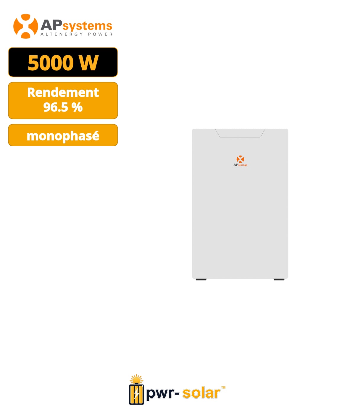 APSYSTEMS - ELS-5K - Chargeur de batterie monophasé 5K - Se connecte à plusieurs unités de batteries 48V