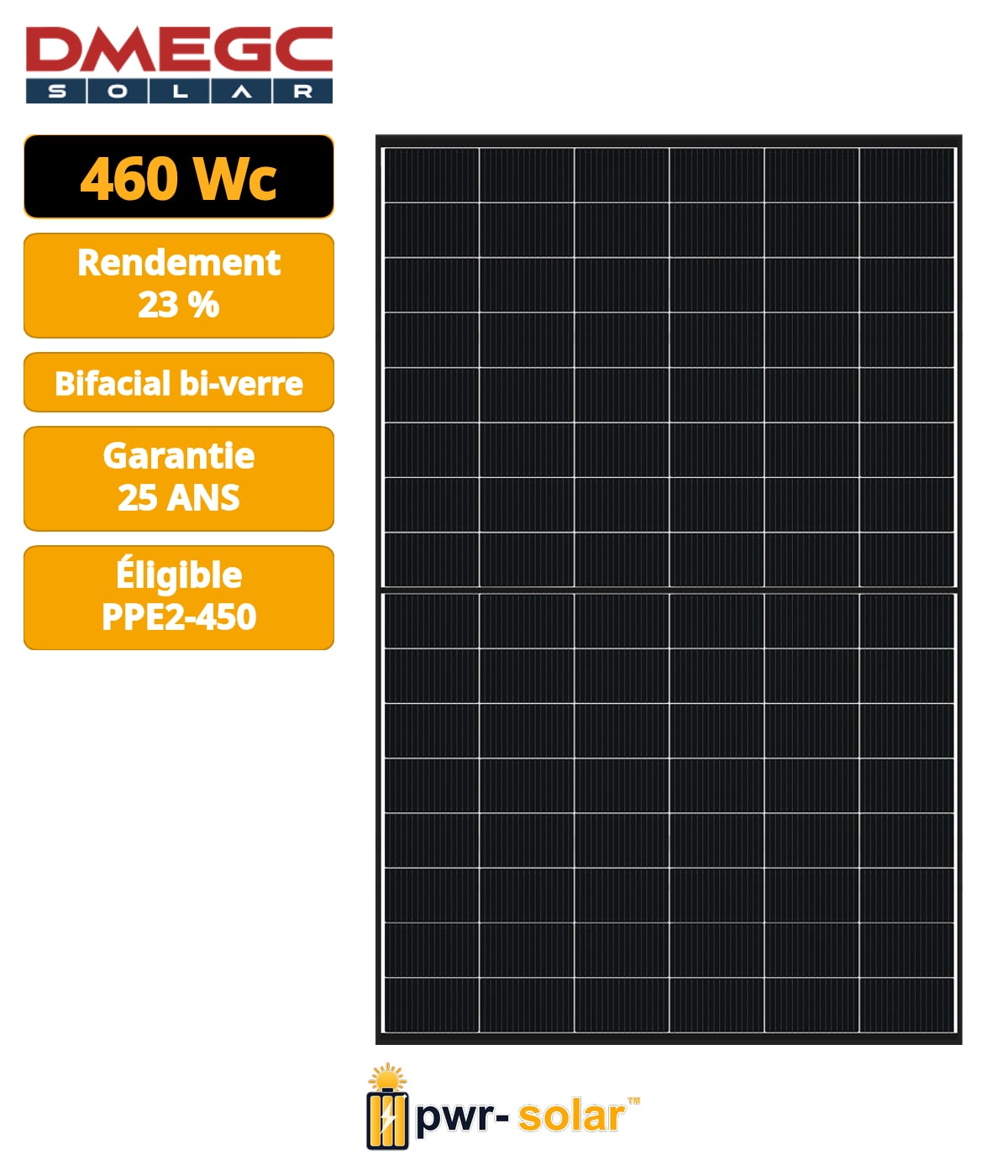 DMEGC - DM460G12RT-B48HBT/PPE2-450 Module N-TYPE 460Wc avec bilan carbone PPE2