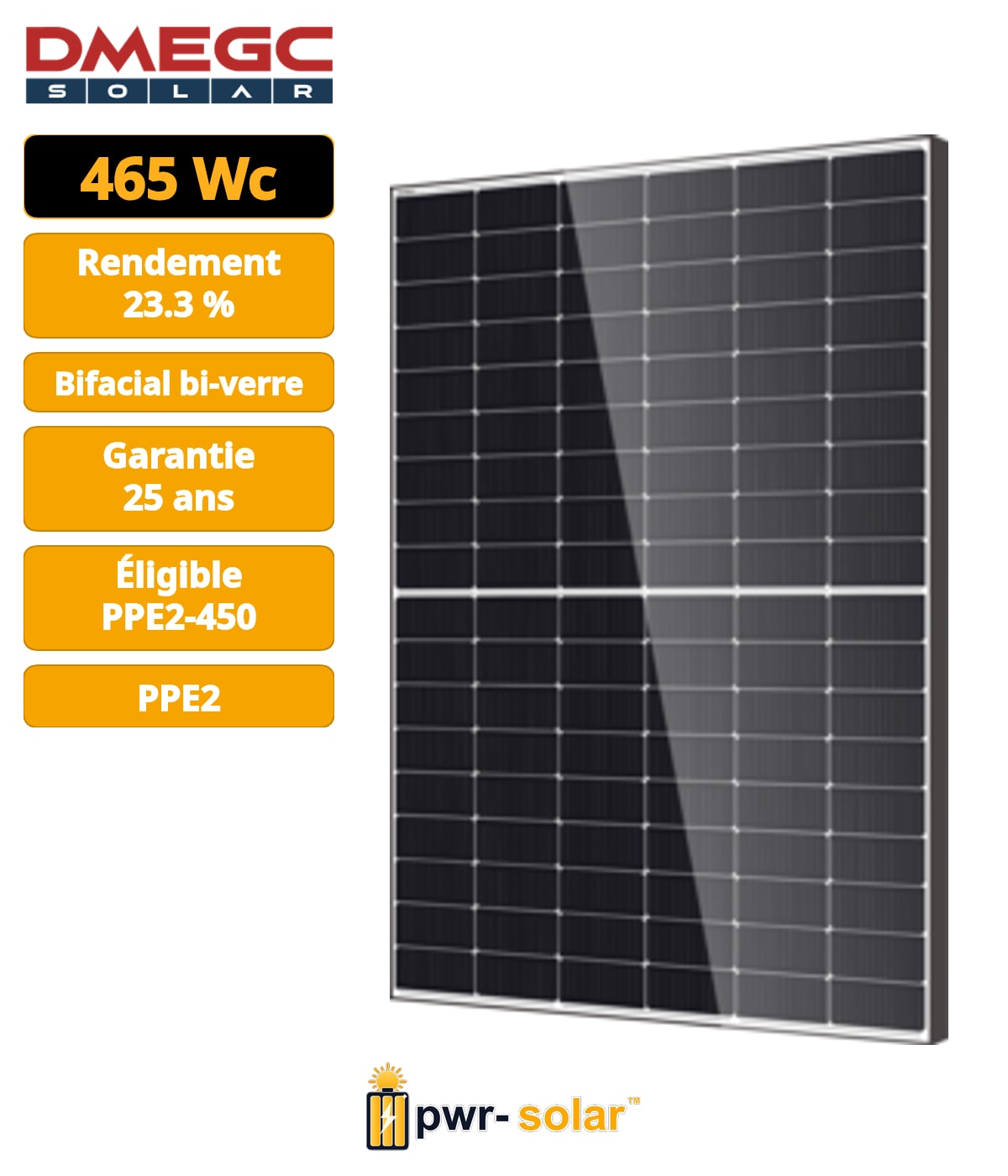 DMEGC DM465G12RT-B48HSW/PPE2-450 Module N-TYPE 465Wc avec bilan carbone PPE2