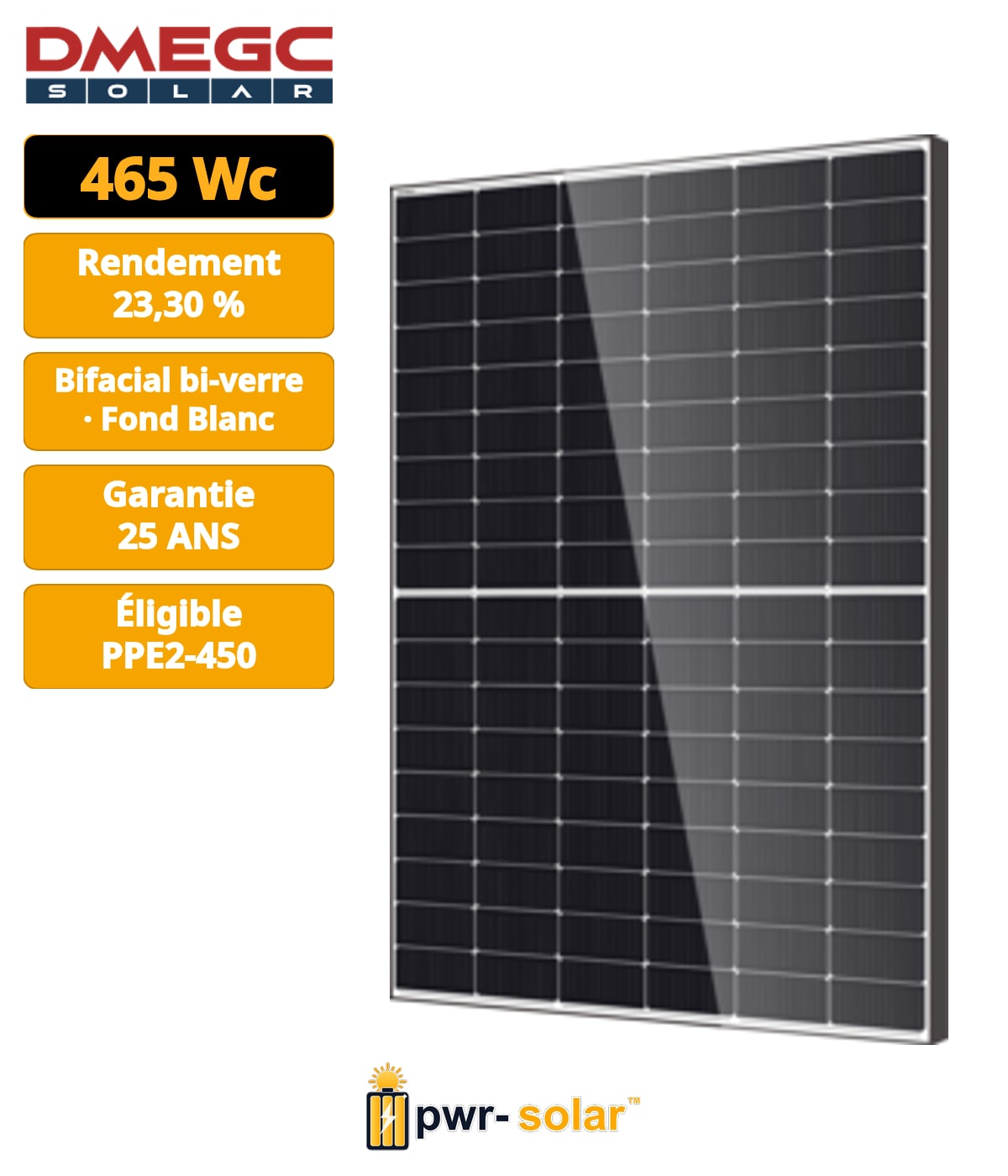DMEGC - DM465G12RT-B48HSW/PPE2-450 - Module N-TYPE 465Wc avec bilan carbone PPE2