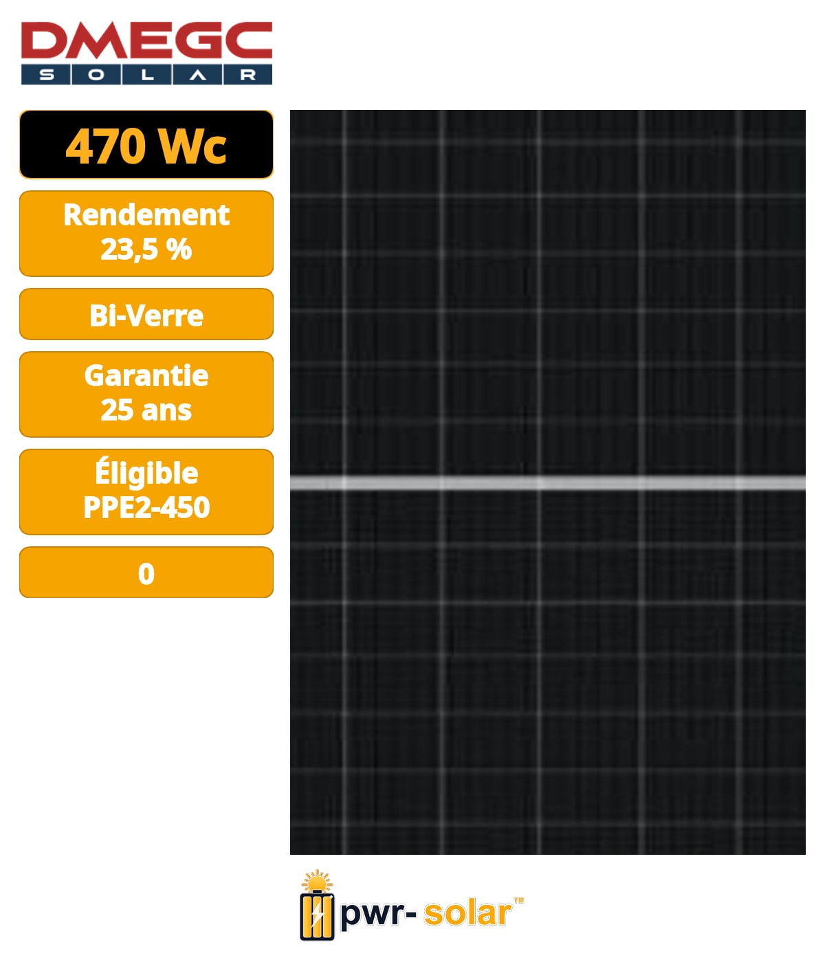 DMEGC - DM470G12RT-B48HBW/PPE2-450 Module N-TYPE 470Wc avec bilan carbone PPE2