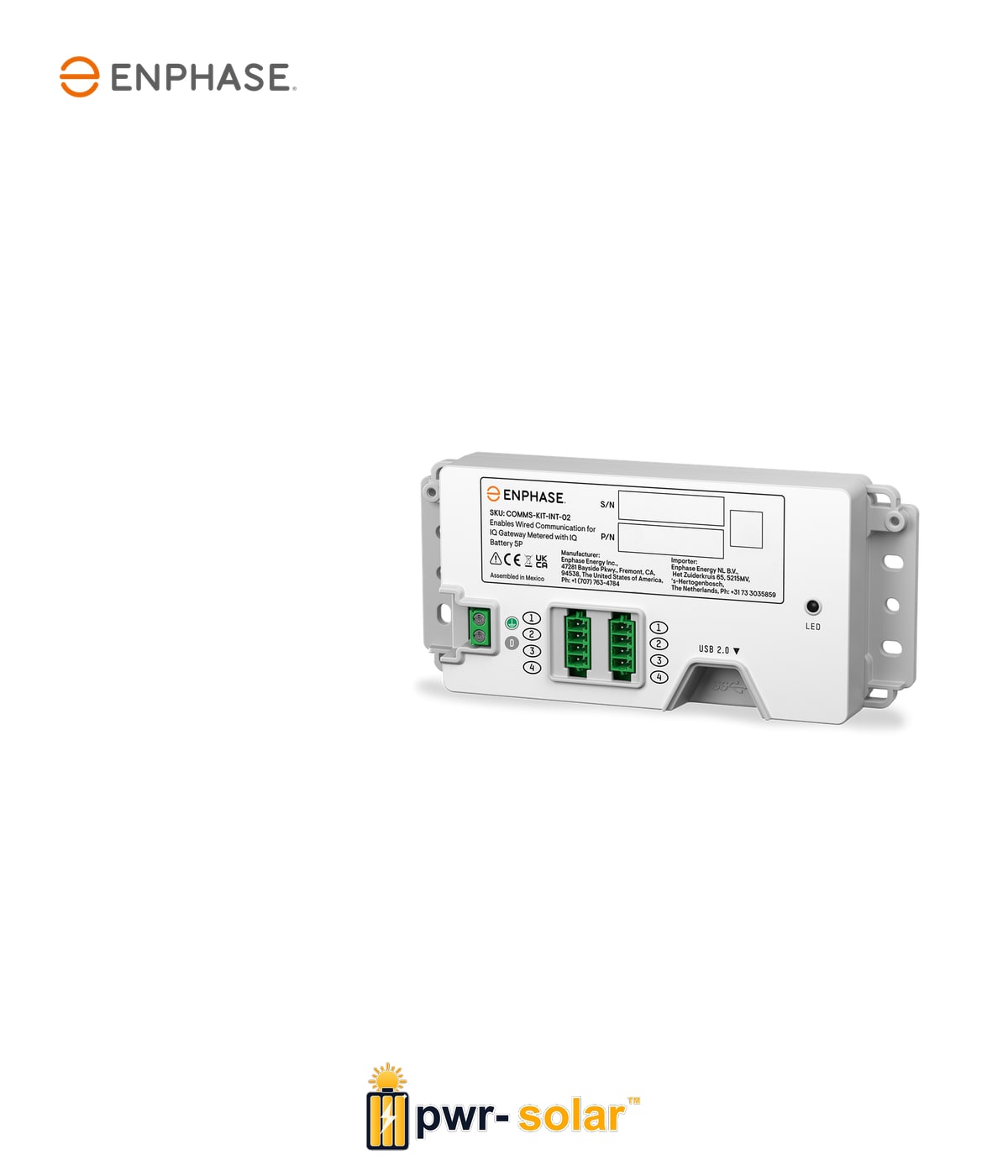ENPHASE - kit de communication 2 INT - Permet une communication de contrôle câblée entre les unités IQ Gateway Metered et IQ Battery 5P.