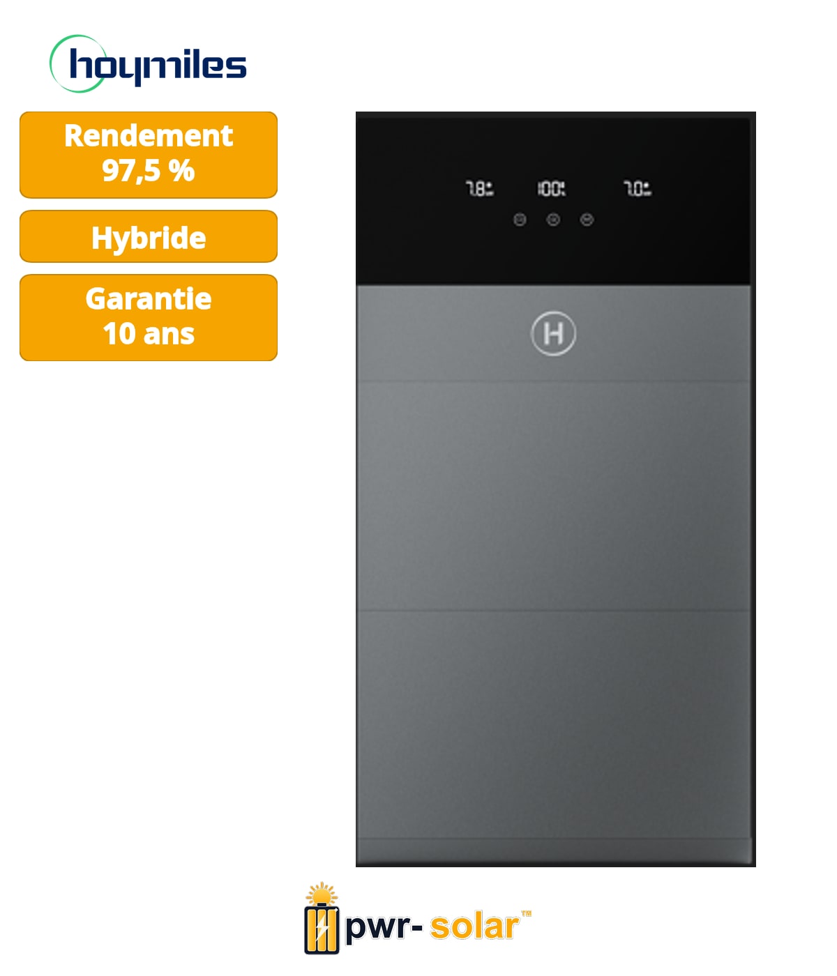 HOYMILES – HiOne – 12 kW/16kWh - Système tout-en-un triphasé avec avec onduleur hybride de 12kW et 2 x batteries de 8kWh et accessoires.