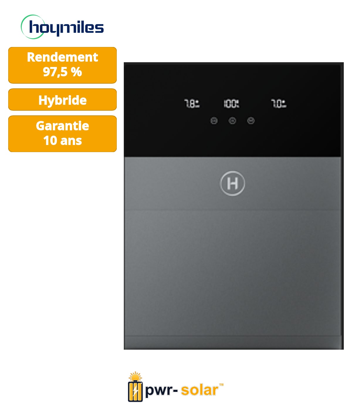 HOYMILES – HiOne – Système tout-en-un avec onduleur monophasé hybride 6kW, batterie de 8kWh et accessoires.