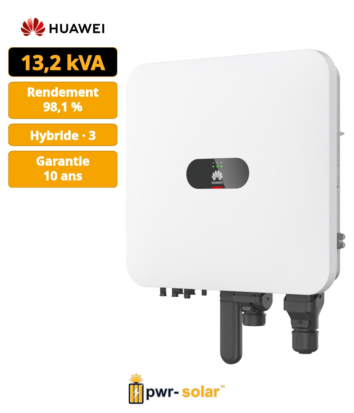 HUAWEI - Onduleur triphasé 12kW à sorties asymétriques uniquement compatible avec optimiseurs - SUN5000-12K-MAP0 - 2MPPT