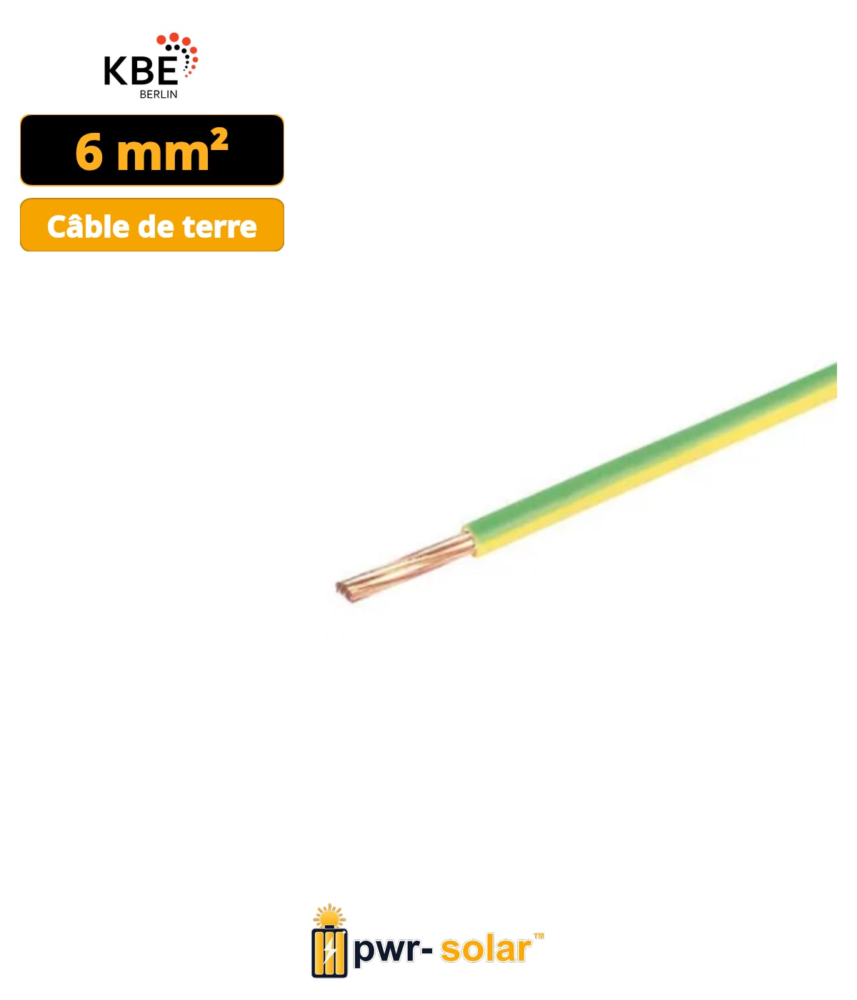 KBE - Câble de terre Vert/Jaune - HO7V-K 6mm² - Touret de 500m
