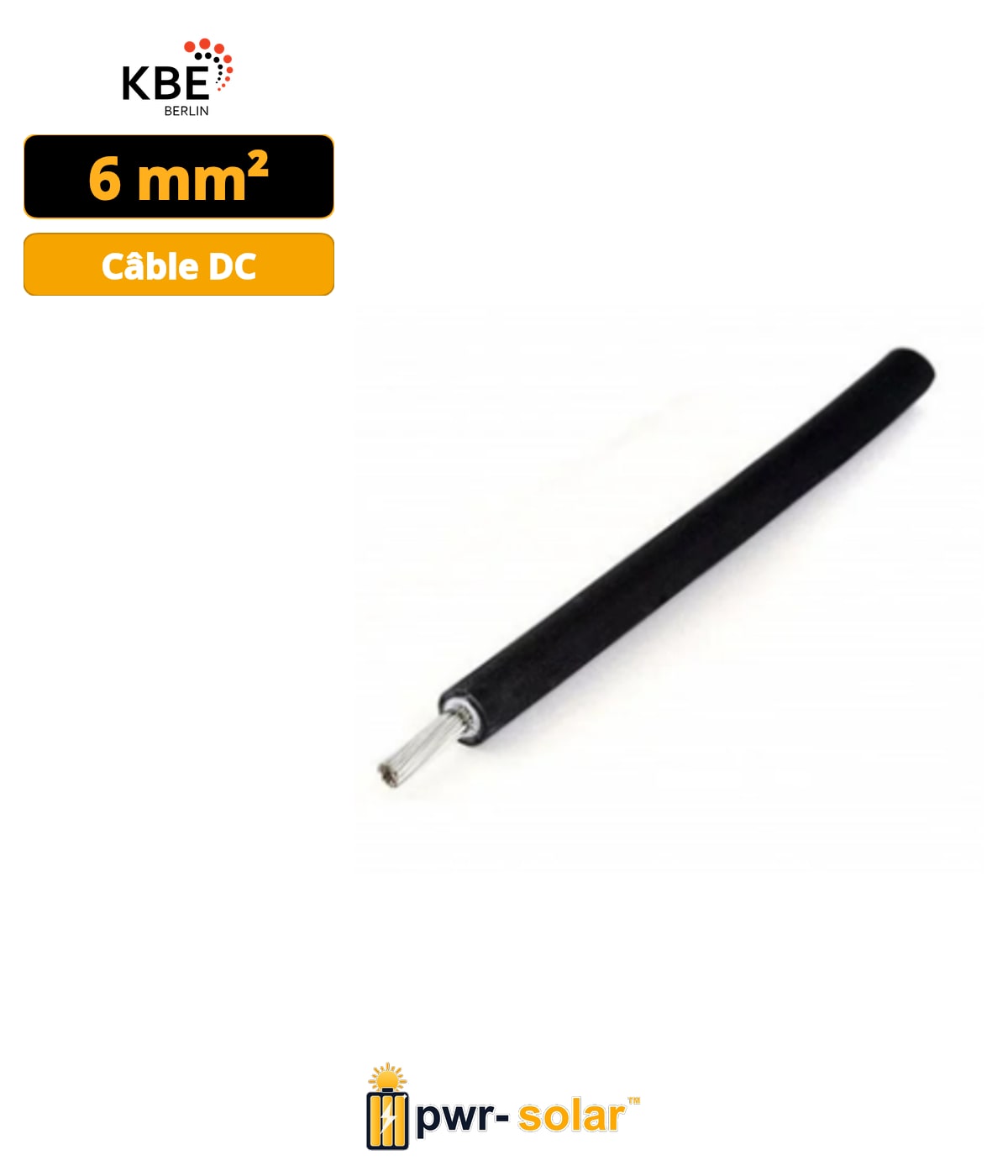 KBE - Câble solaire NOIR touret 500m 6mm²