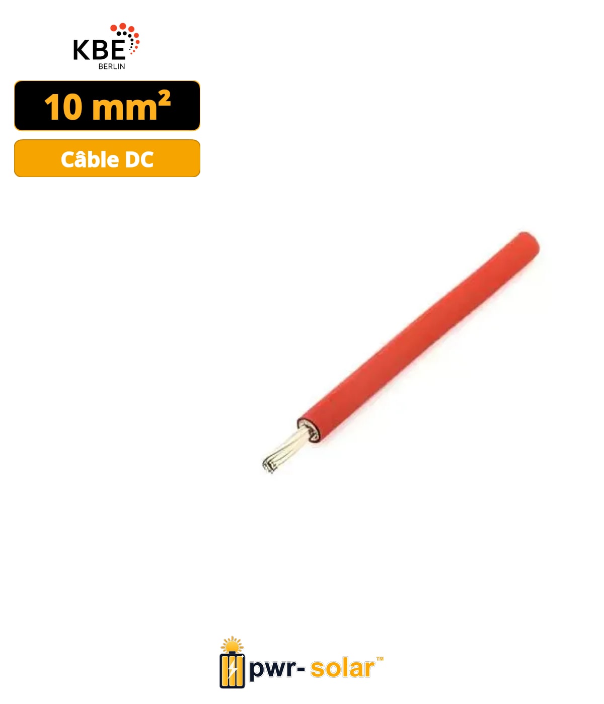 KBE - Câble solaire ROUGE touret 500m 10mm² SOLAR DB+ H1Z2Z2-K