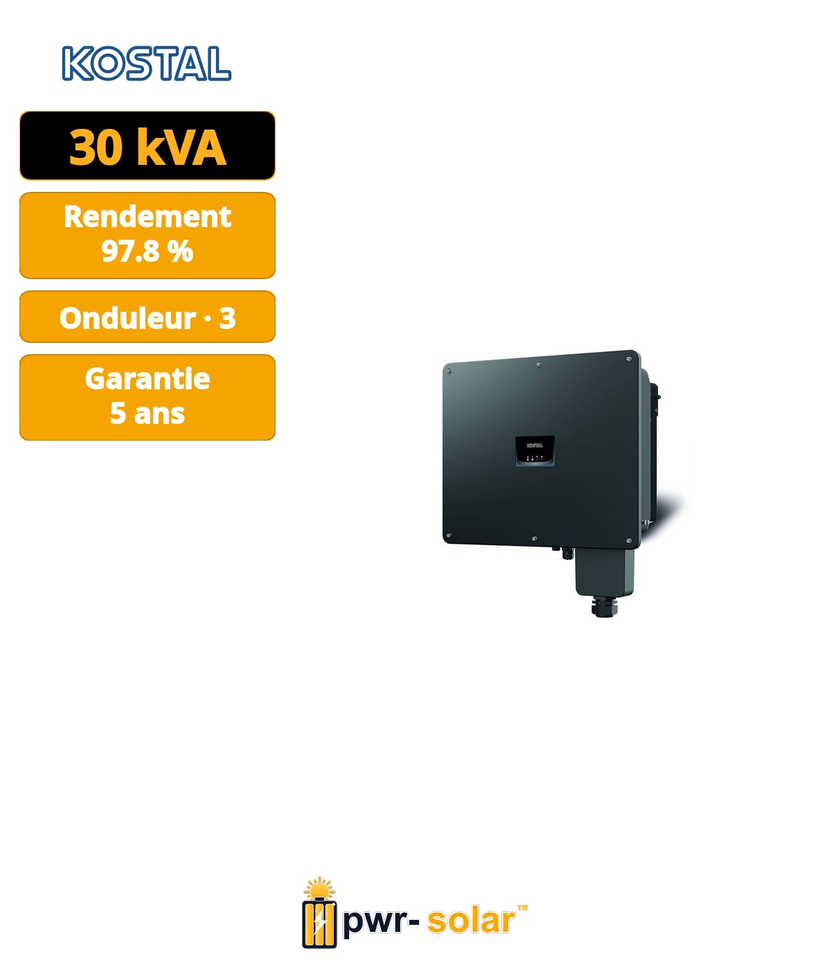 KOSTAL - Onduleur PIKO CI 30 G2 - Triphasé - Sans transformateur - 3 Trackers - 6 entrées DC - Tension d’entrée max 1100V