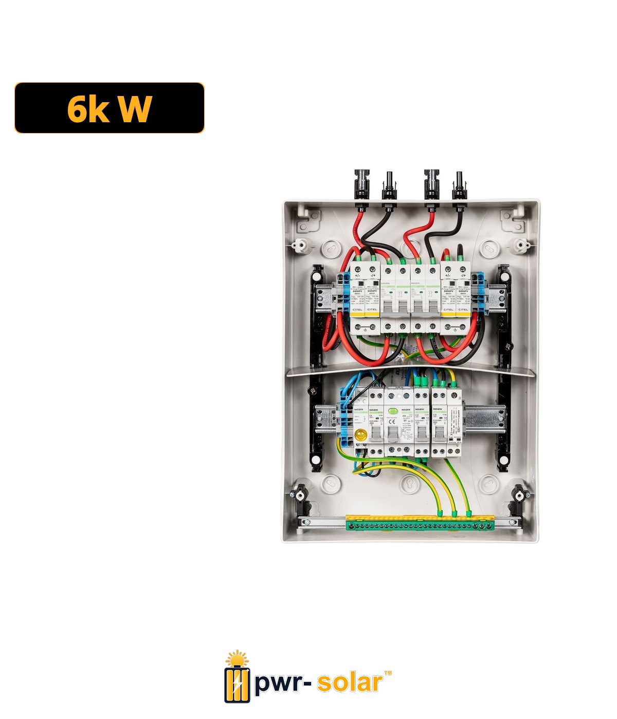 MADEnR - Coffret de protection AC/DC monophasé 6kWc, Parafoudre AC/DC, 2 MPPT - 32A - 600V (1 string pour chaque MPPT) - 300mA - TYPE B