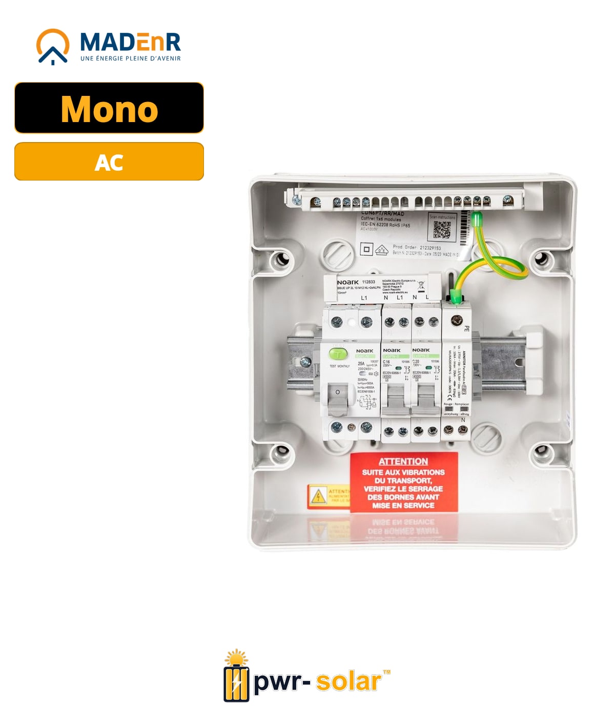 MADEnR - Coffret PV AC 3kW monophasé – 30mA - Haute immunité