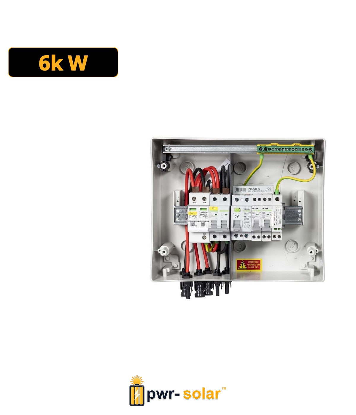 MADEnR - Coffret PV AC/DC 6kW monophasé – 2 String – 1MPPT – Parafoudre AC – Diff 300mA