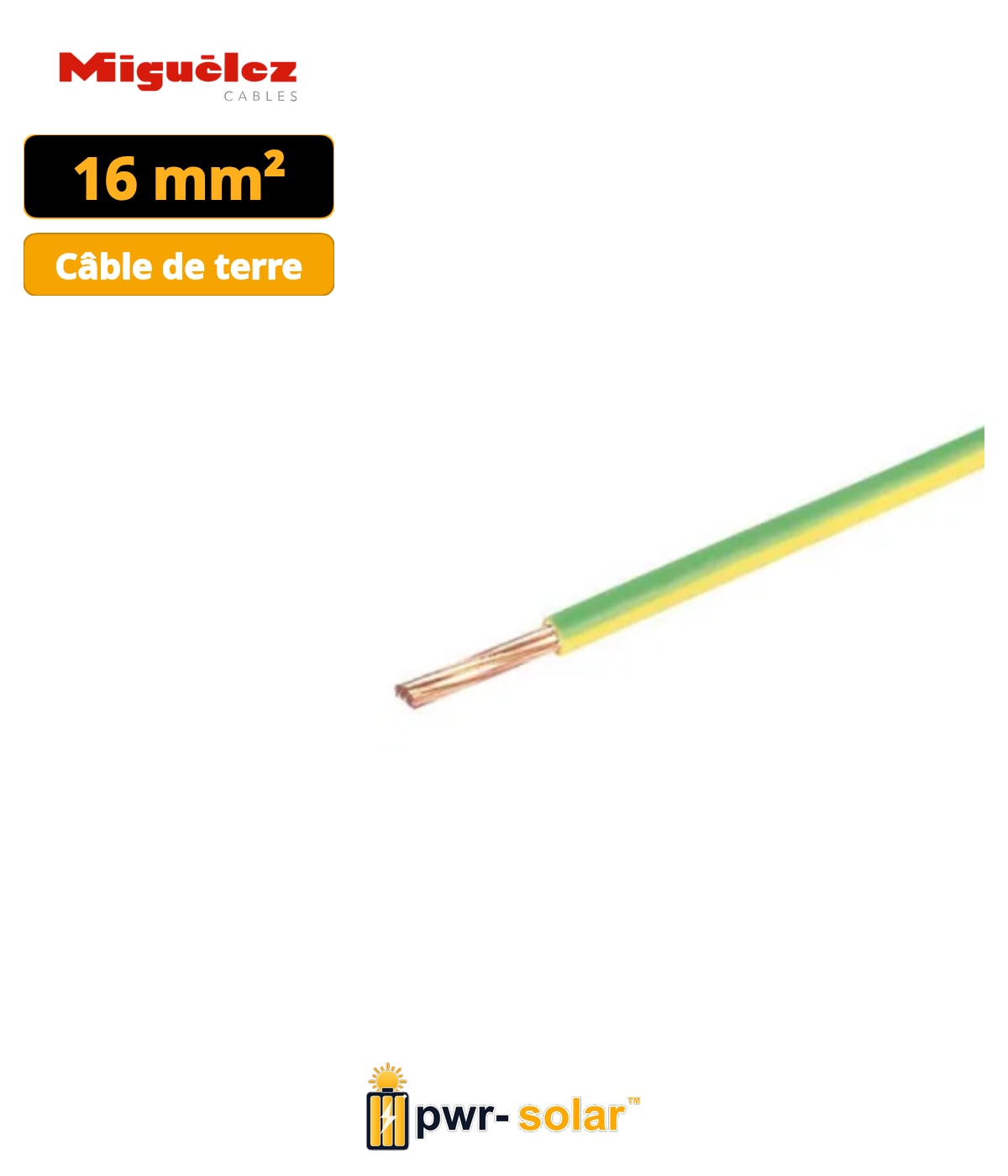 MIGUELEZ - Câble de terre Vert/Jaune - BARRYFLEX HO7V-K 16mm² CuA1 - Couronne de 100m