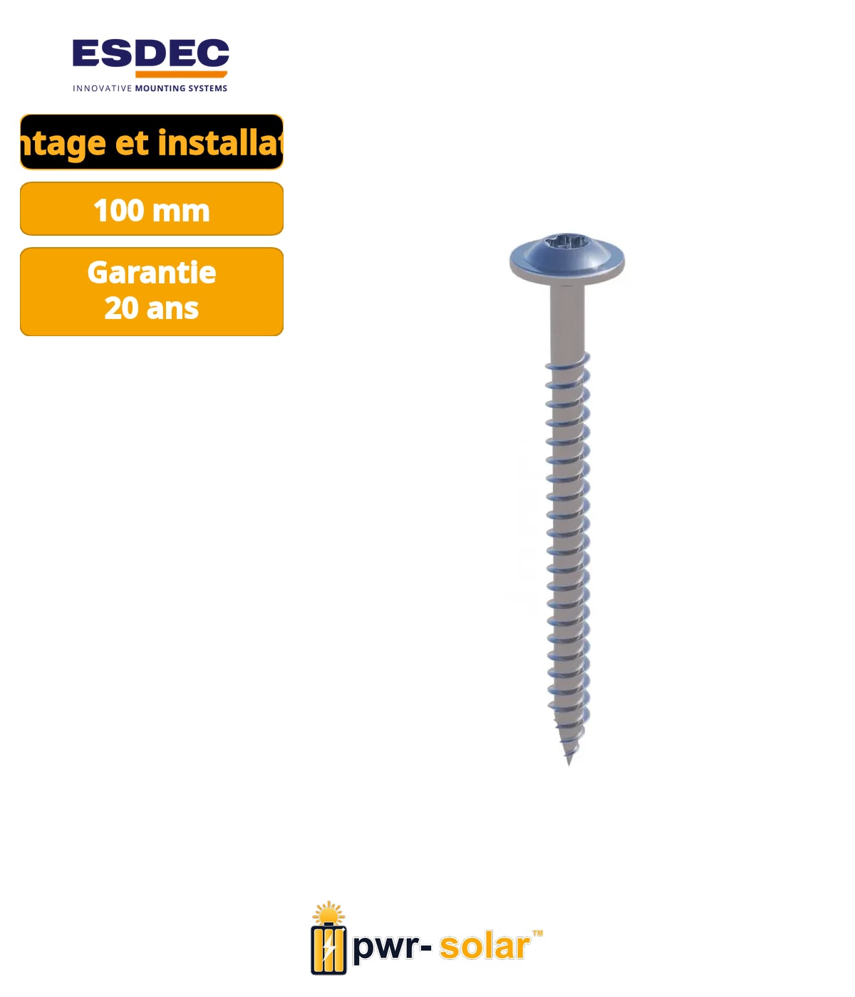 ESDEC Enstall Clickfit EVO - Vis à Bois 8,0 x 100mm
