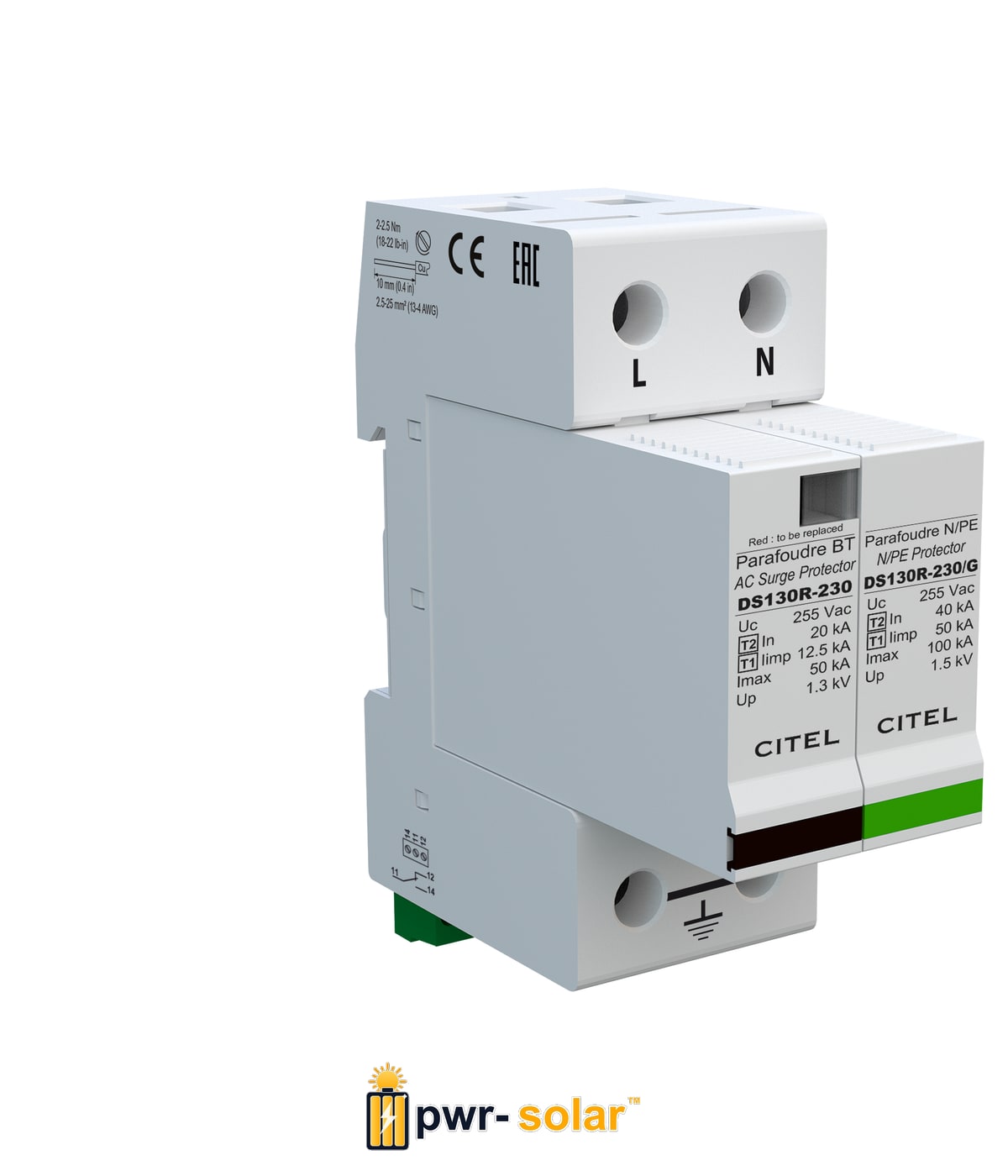 Citel AC Surge arrestor, Type 1+2 (DS132RS-230/G)
