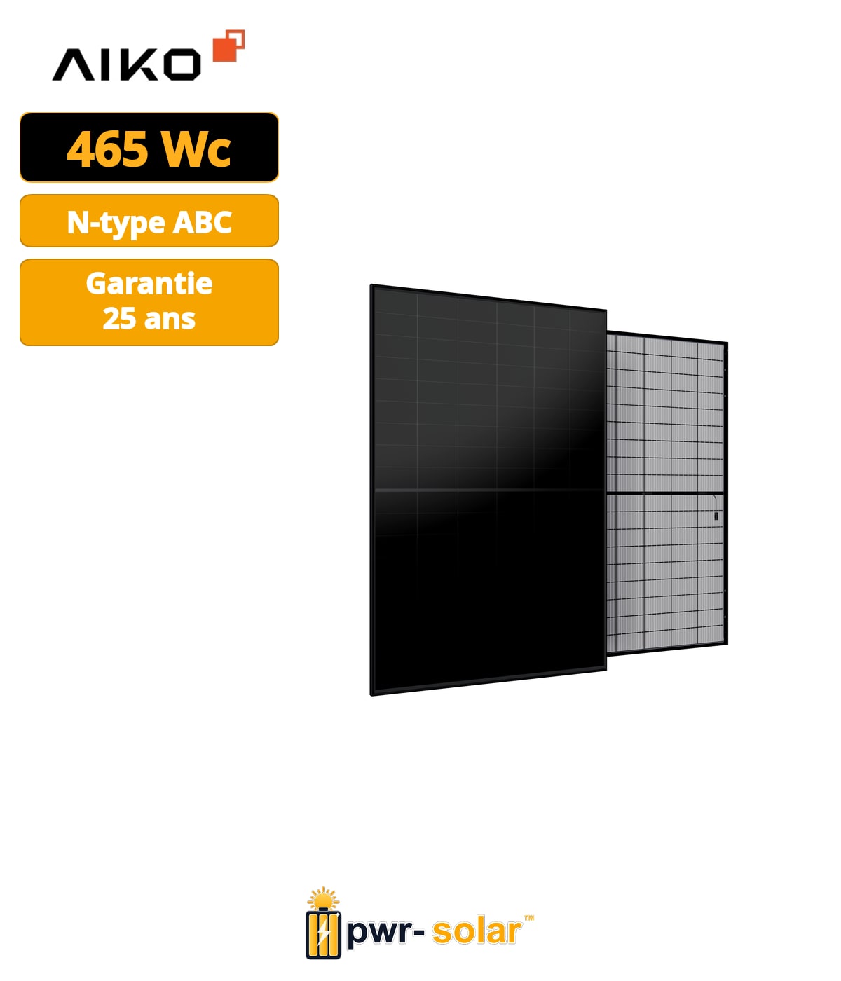 AIKO Neostar N-Type ABC 465W Full Black verre-verre (GEN 2) Panneau Solaire