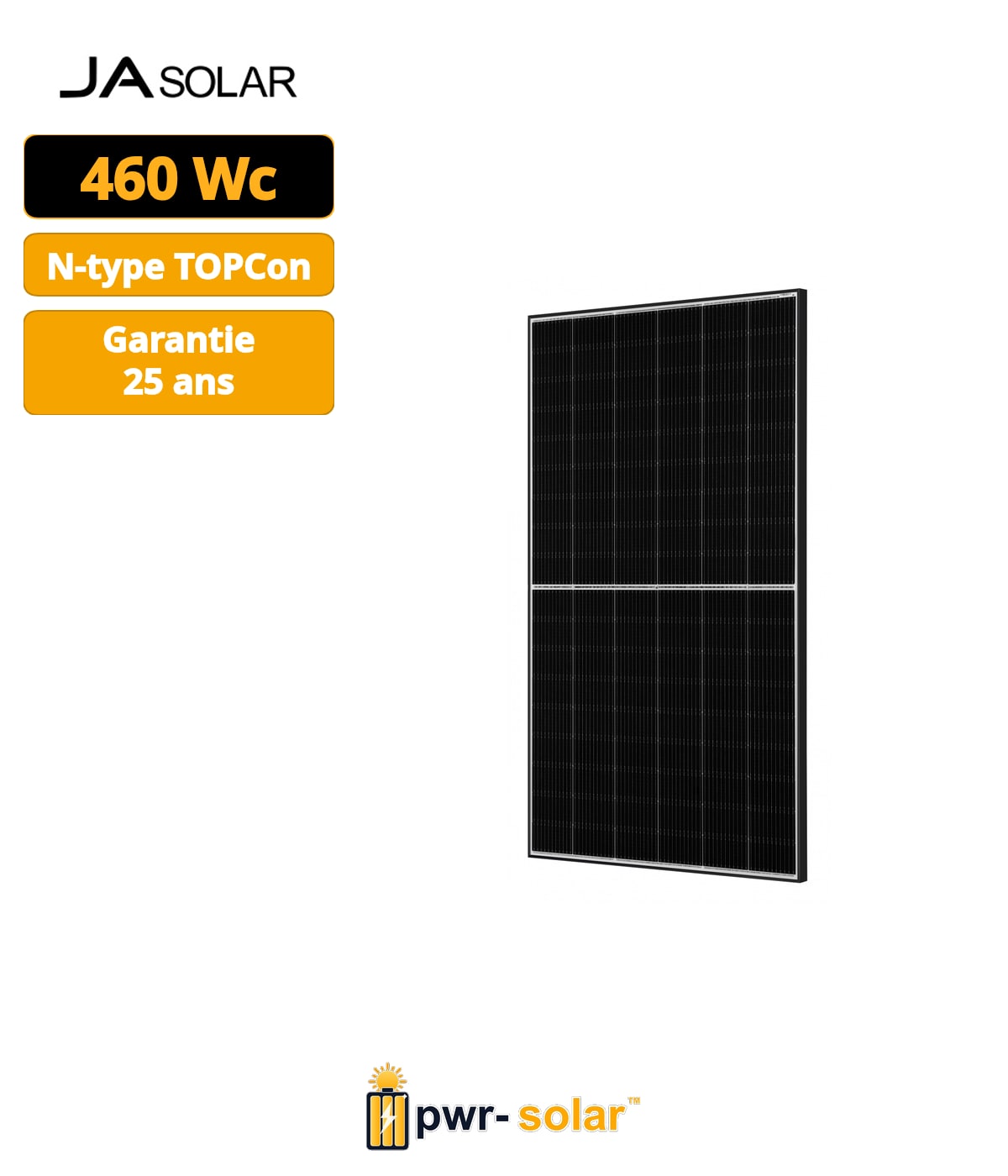 JA Solar N-Type 460 W - Bifacial Cadre Noir Panneau Solaire