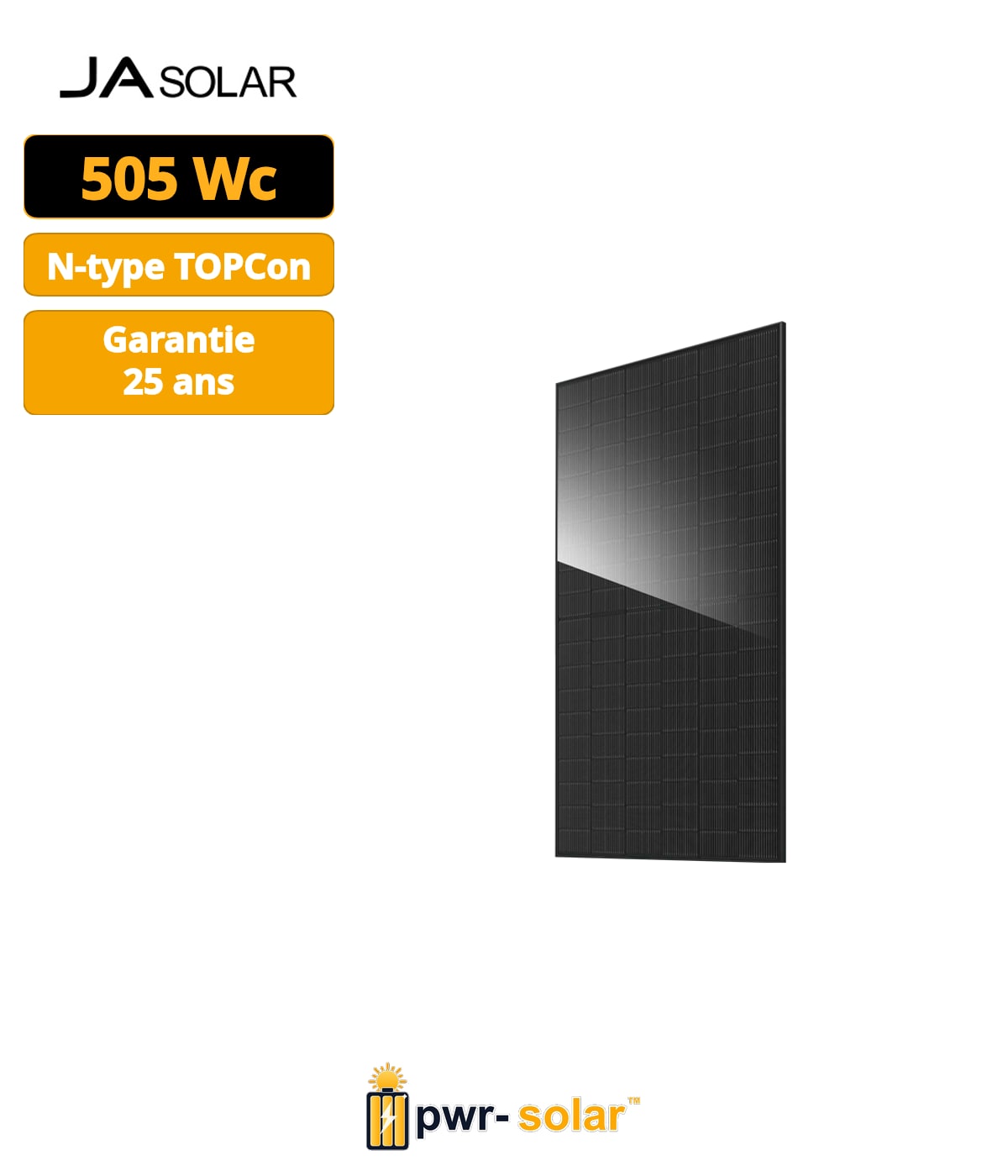 JA Solar N-Type 505 W - Panneau Solaire Bifacial Double Verre All Black
