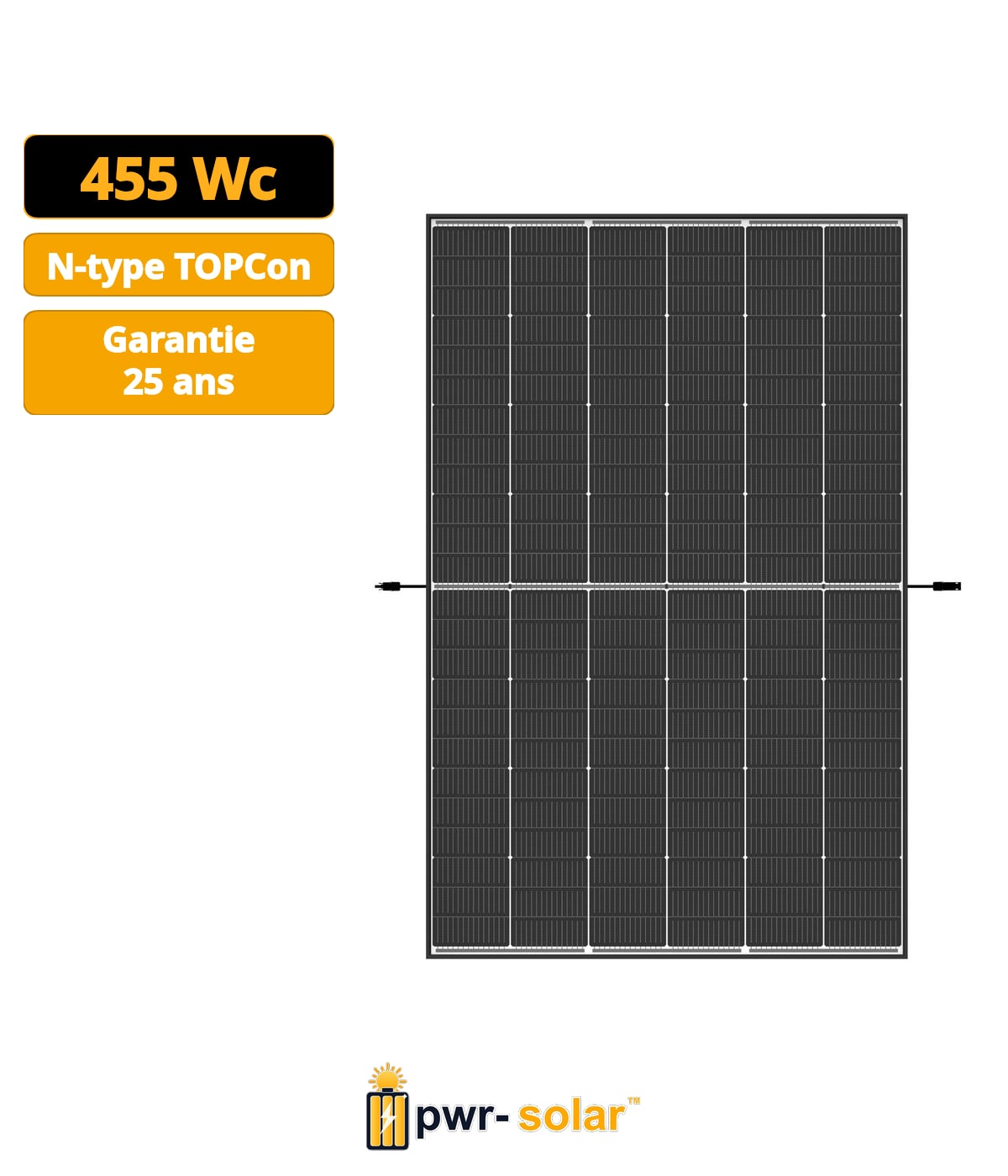 Trina Vertex S+ N-Type Dual Glass 455W - Triple-Cut 1500V Cadre Noir Panneau Solaire