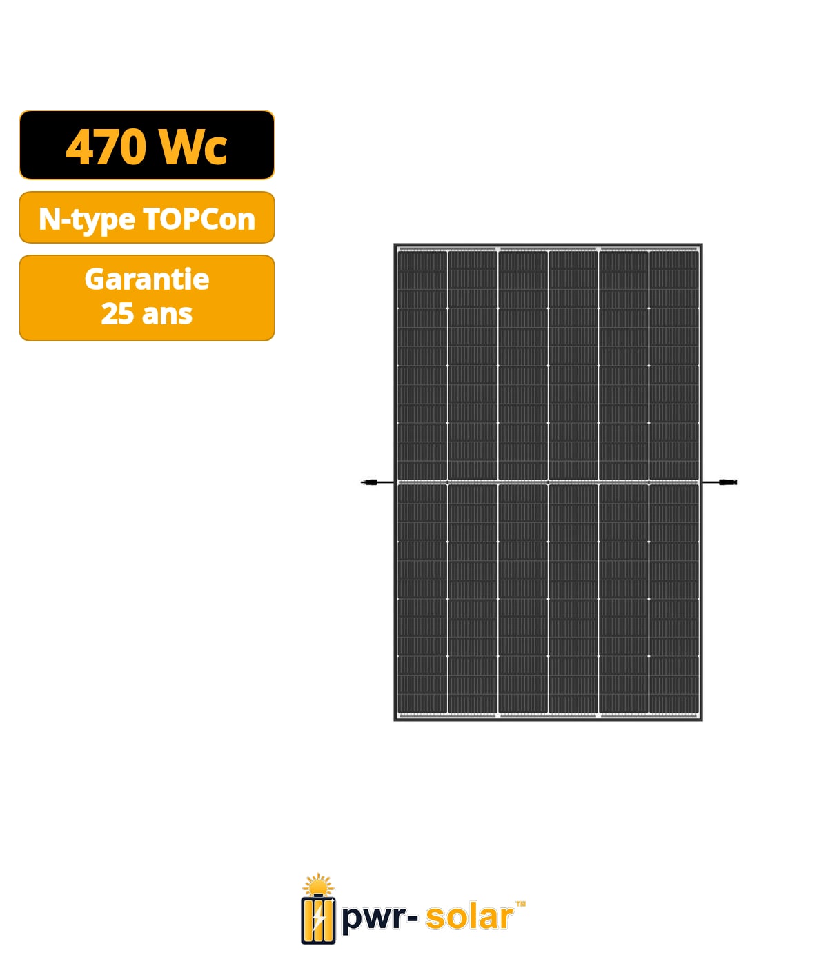 Trina Vertex S+ N-Type Dual Glass 470W - Triple-Cut 1500V Cadre Noir Panneau Solaire