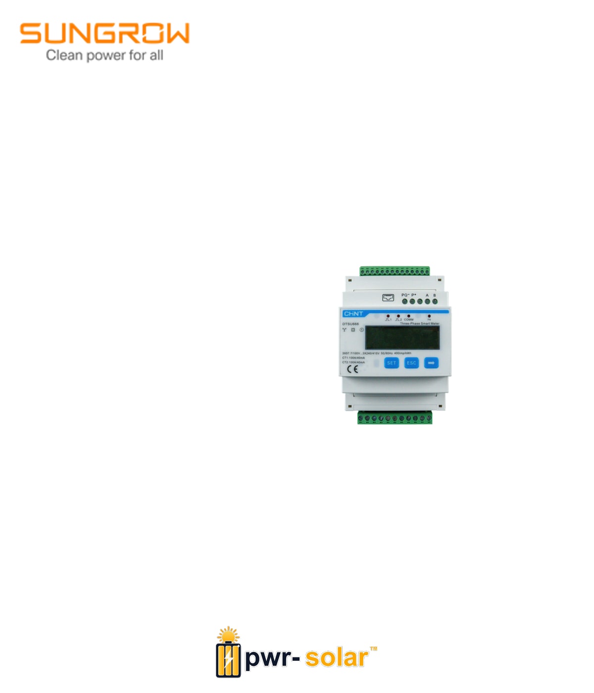 SUNGROW - 3 phase Meter sans CT - DTSU666-20
