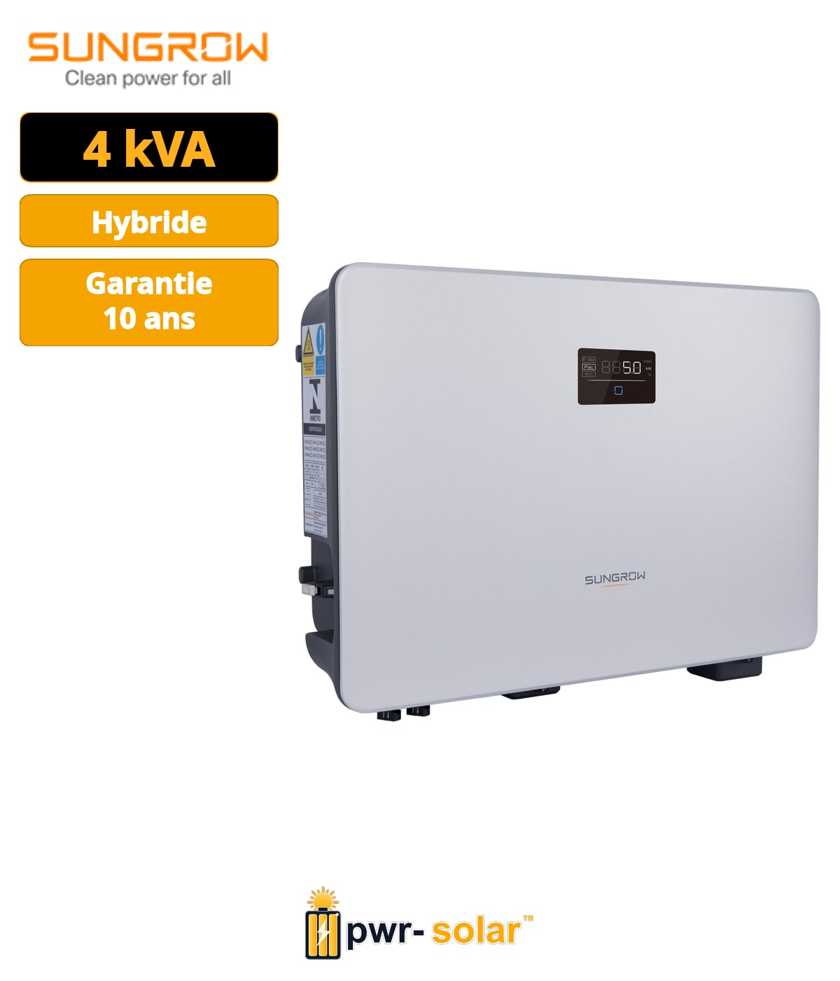 SUNGROW - Onduleur Monophasé Hybride - SH5.0RS V13 - 2 MPPT - Plage de tension 40V à 460V