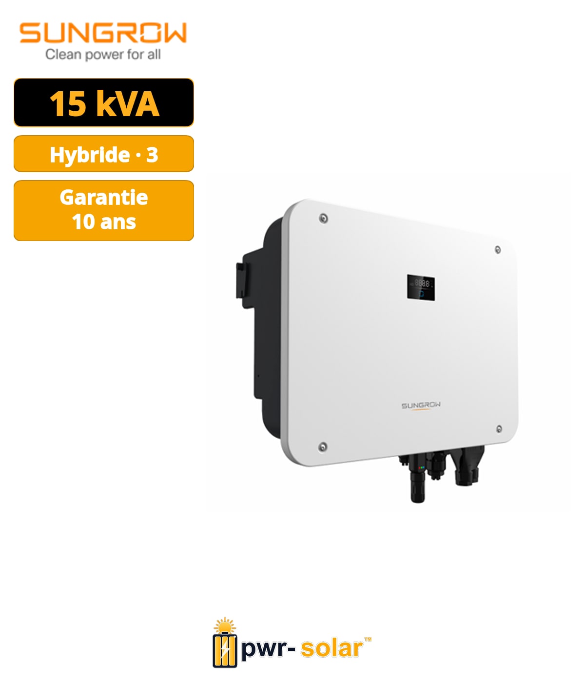 SUNGROW - Onduleur triphasé hybride SH15T V11 (inclus winet-S2 et DTSU666-20)