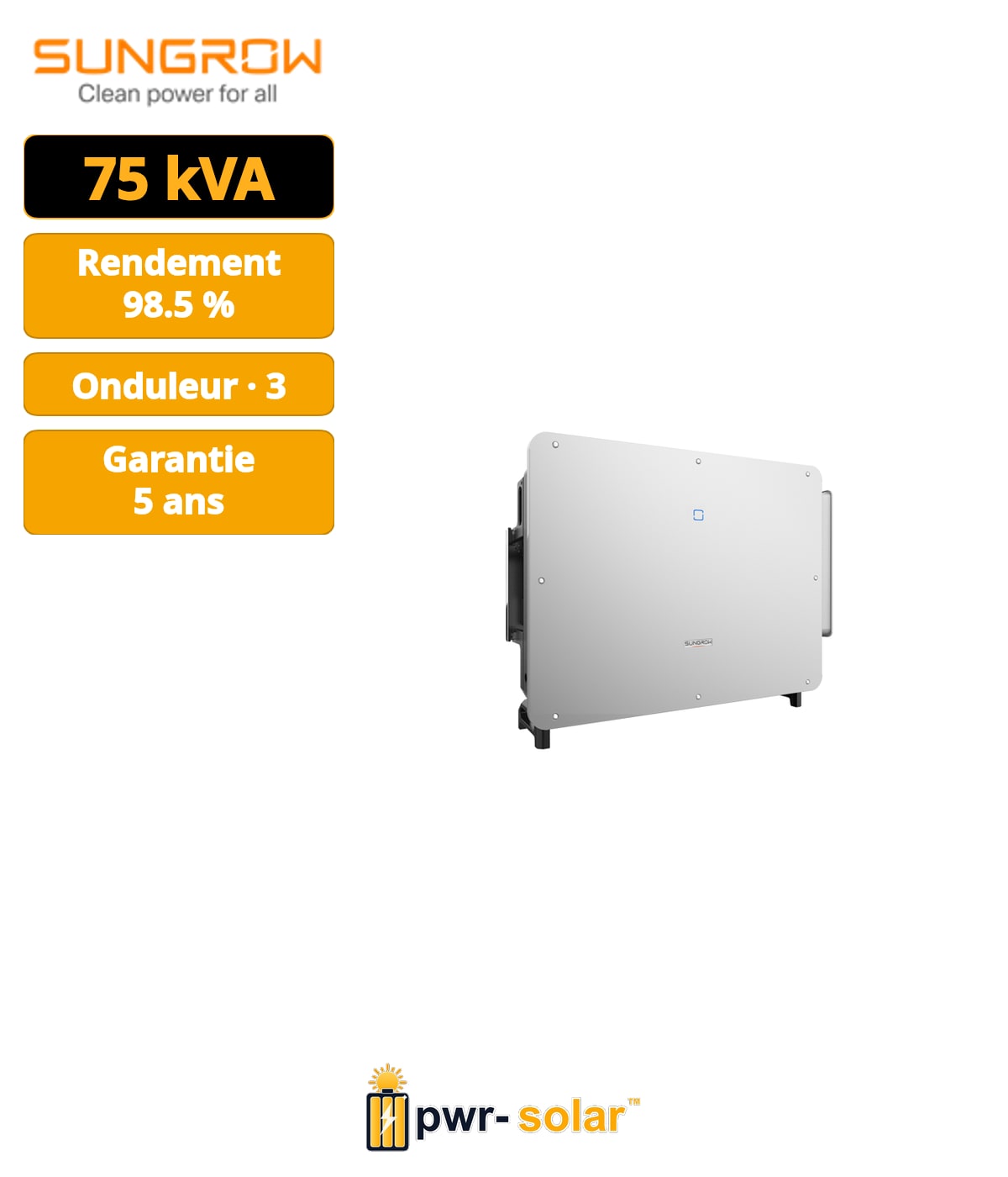 SUNGROW - Onduleur triphasé SG75CX-P2 avec AFCI