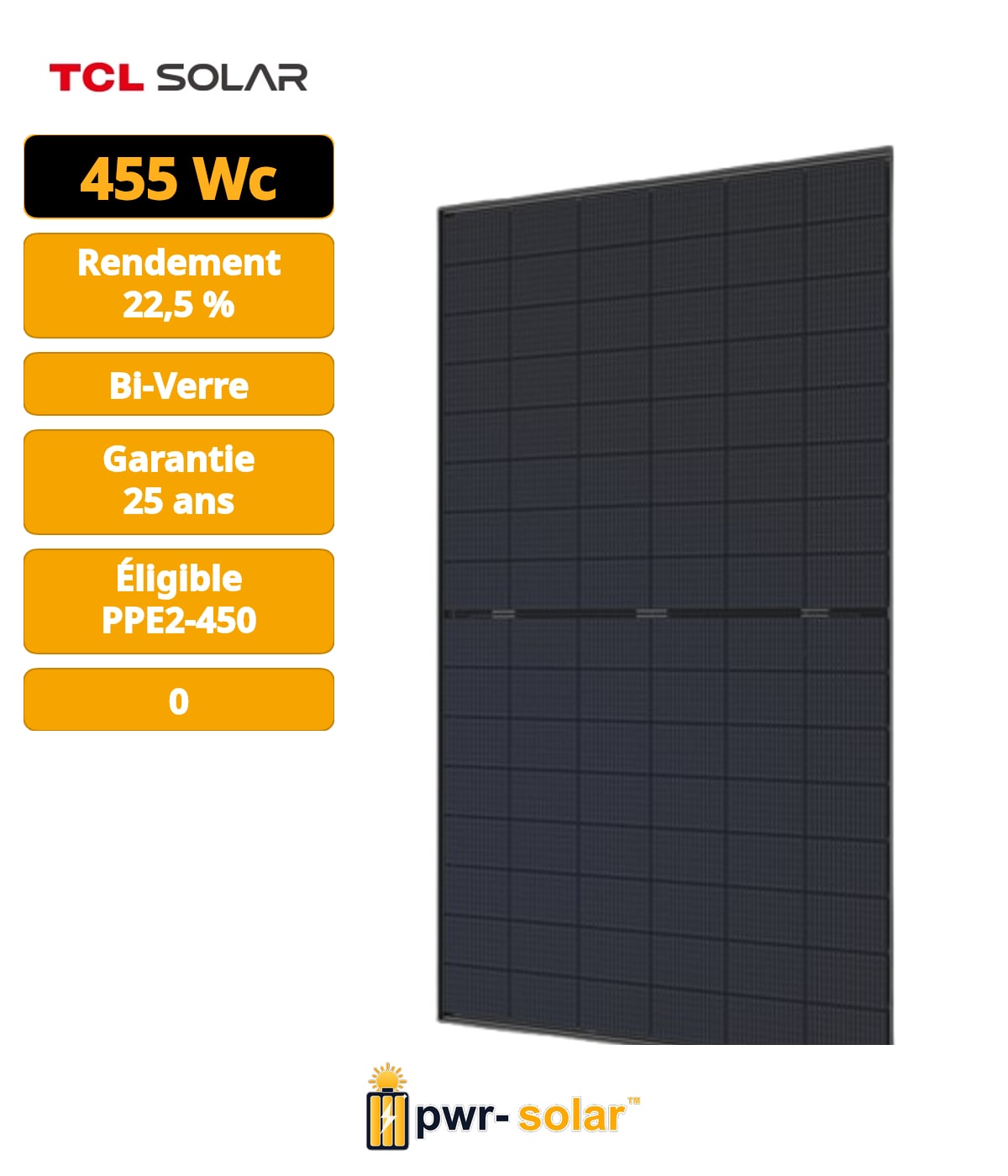 TCL - Module N-TYPE Bi-Facial 455Wc avec Bilan carbone PPE2