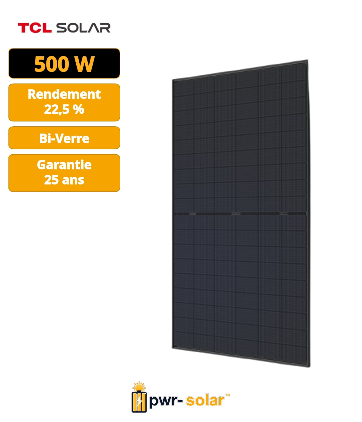 TCL - Module N-TYPE Bi-Facial 500Wc - Bi-verre - transparent