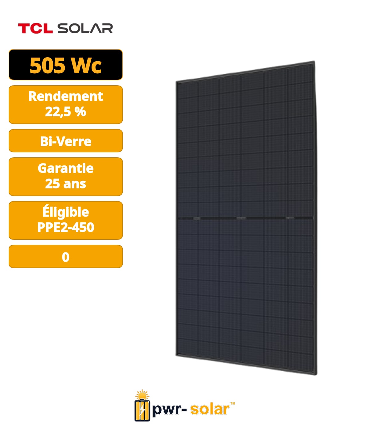 TCL - Module N-TYPE Bi-Facial 505Wc avec Bilan carbone PPE2