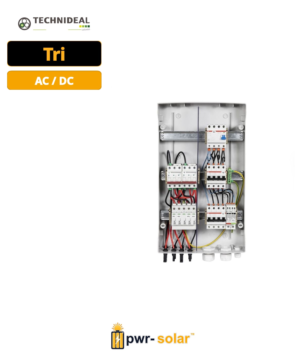 TECHNIDEAL - Coffret de protection AC/DC jusqu'à 9kWc - triphasé - 1000v - Parafoudre AC/DC - 2 MPPT - 300mA - TYPE B