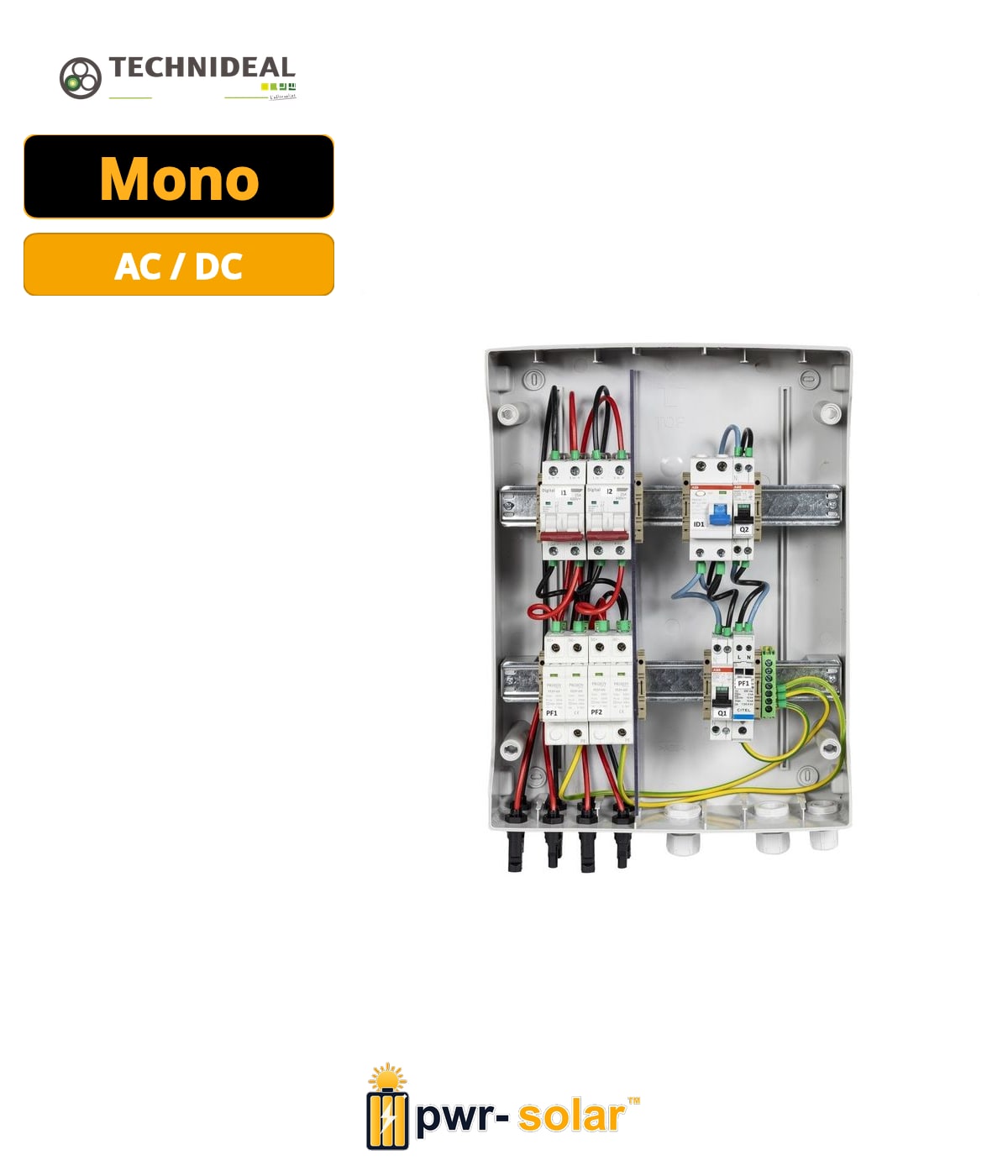 TECHNIDEAL - Coffret PV AC/DC 6kW monophasé – 2 String – 2MPPT – Parafoudre AC – Diff 300mA