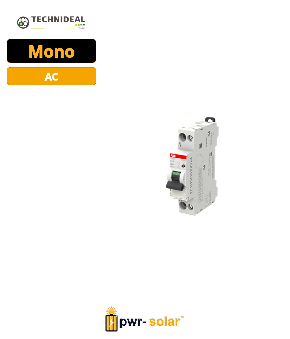 Technideal - Disjoncteur 16A Mono - Puissance Jusqu'a 3KVA - NF C15-100
