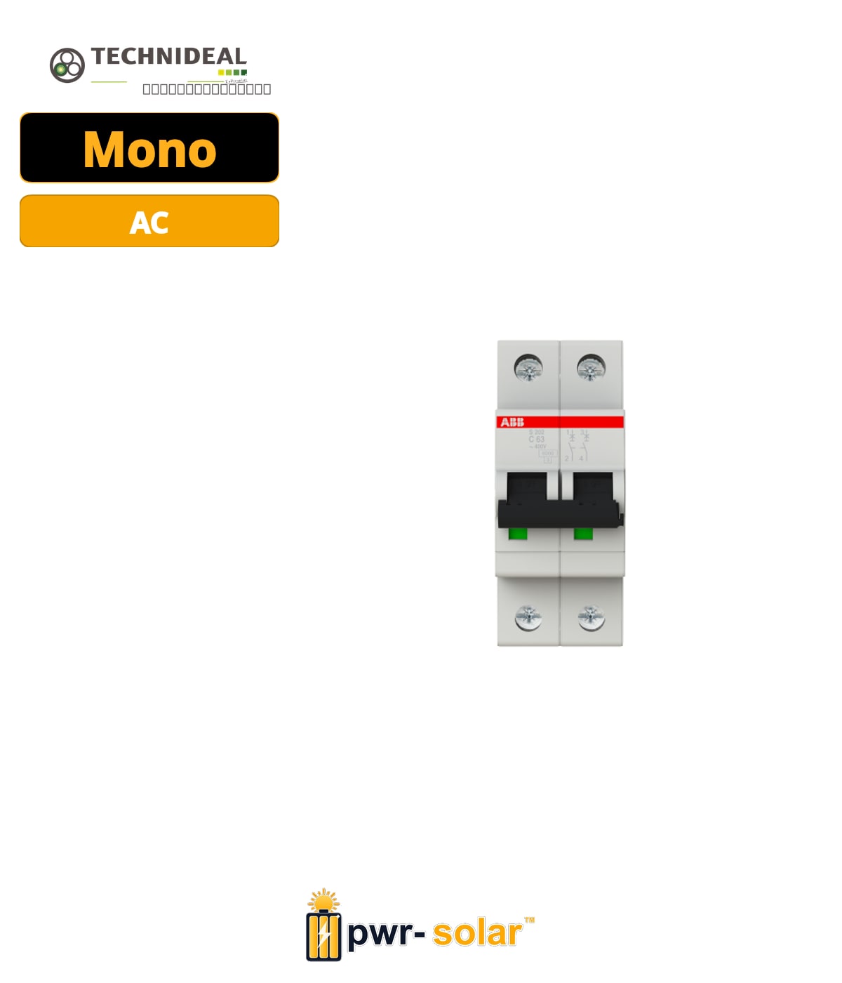 Technideal - Disjoncteur 63A Mono - Puissance Jusqu'a 12KVA - NF C15-100