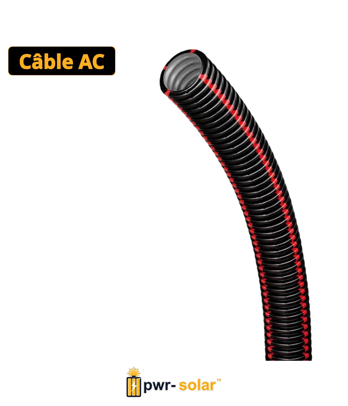 TPC 160 NOIRE B Ro C25 - Gaine noire bandes rouge P5 - Longueur 25m