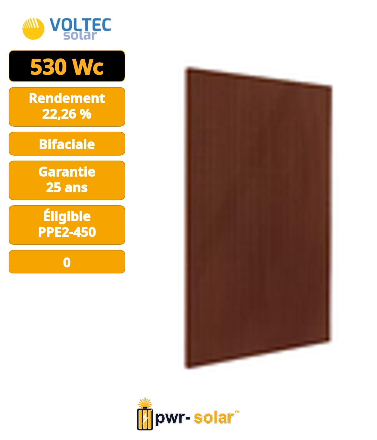 VOLTEC - Module TARKA 110 VSMP 445W RUBIS RAL 3007 - Eligible TVA 5,5%