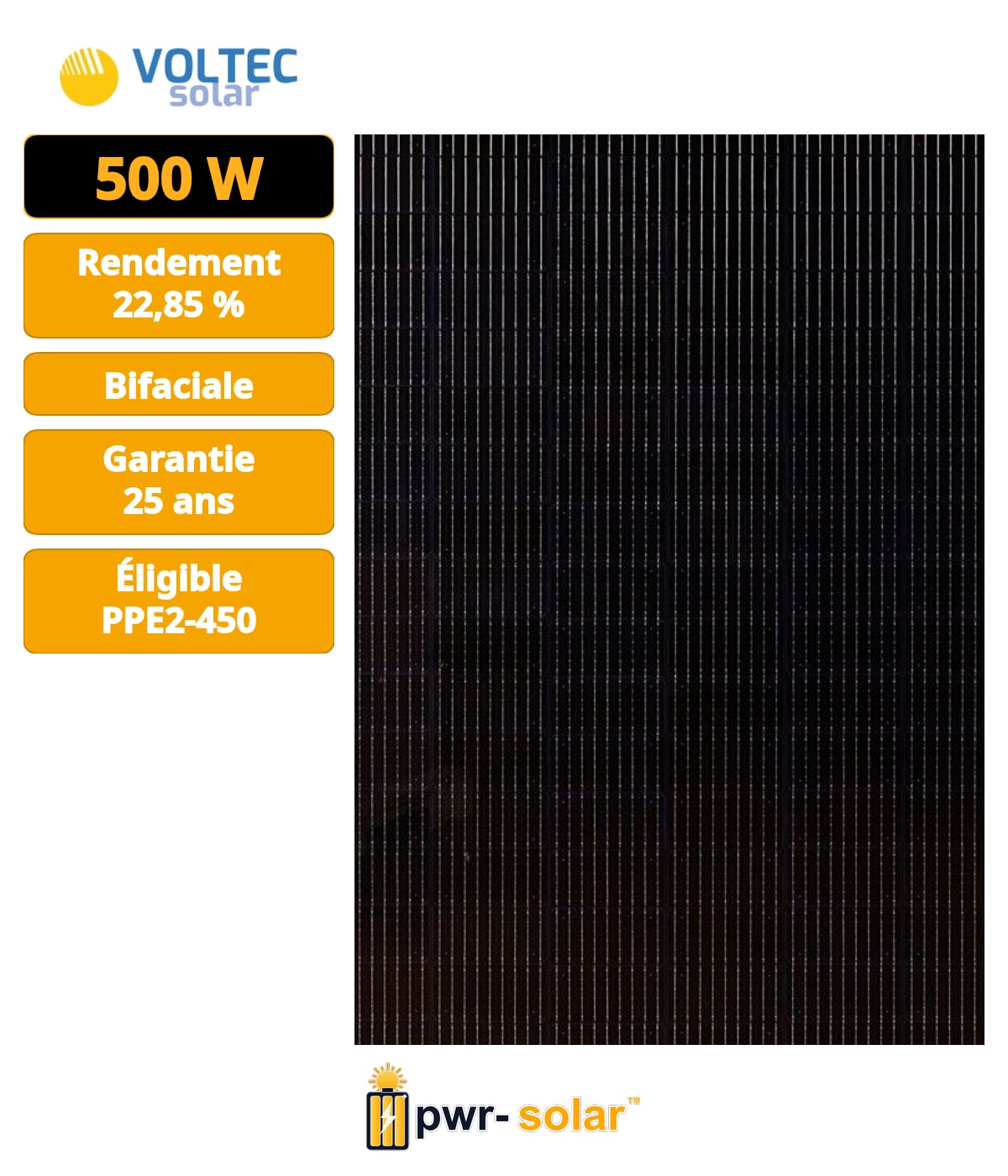 VOLTEC - Module TARKA+ 120 VSMP 500W BASALTE - Full Black - Bilan carbone<630kg CO2 PPE2 V2
