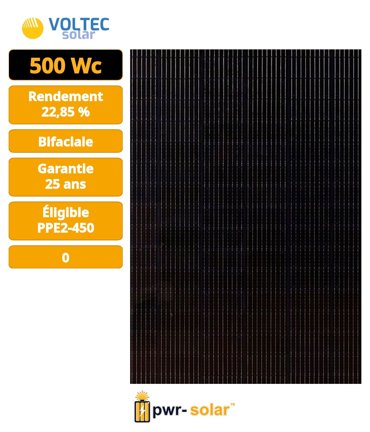 VOLTEC - Module TARKA+ 120 VSMP 500W BASALTE - Full Black - Bilan carbone<630kg CO2 PPE2 V2