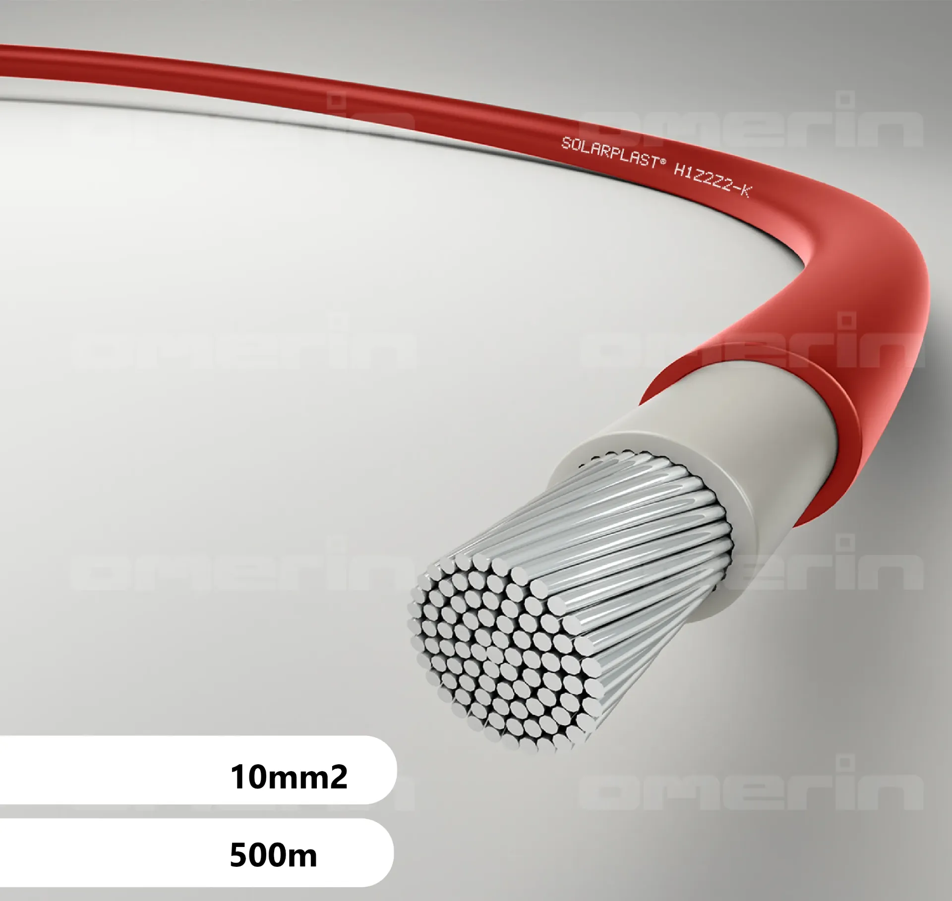 OMERIN Câble solaire H1Z2Z2-K ROUGE touret 500m 10mm²